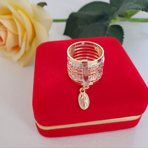 Lady of Guadalupe 7 Band Gold Plated Ring - Picture 4 of 4